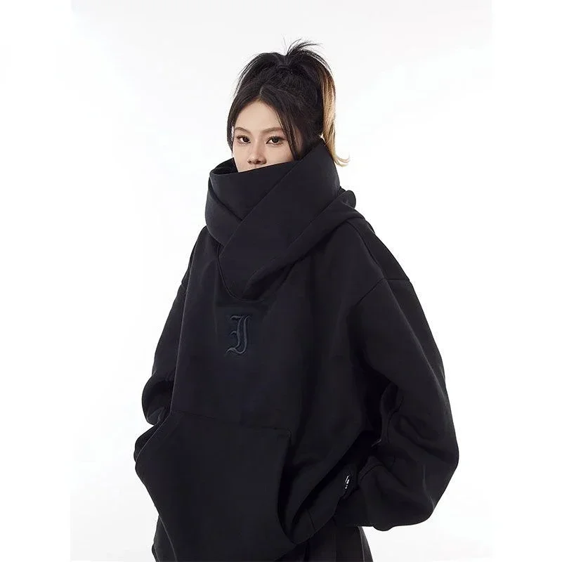 Solid Color High-end Simple Pullover Hoodie American Hip-hop Autumn and Winter Ninja Trend Functional Design High Street Jacket