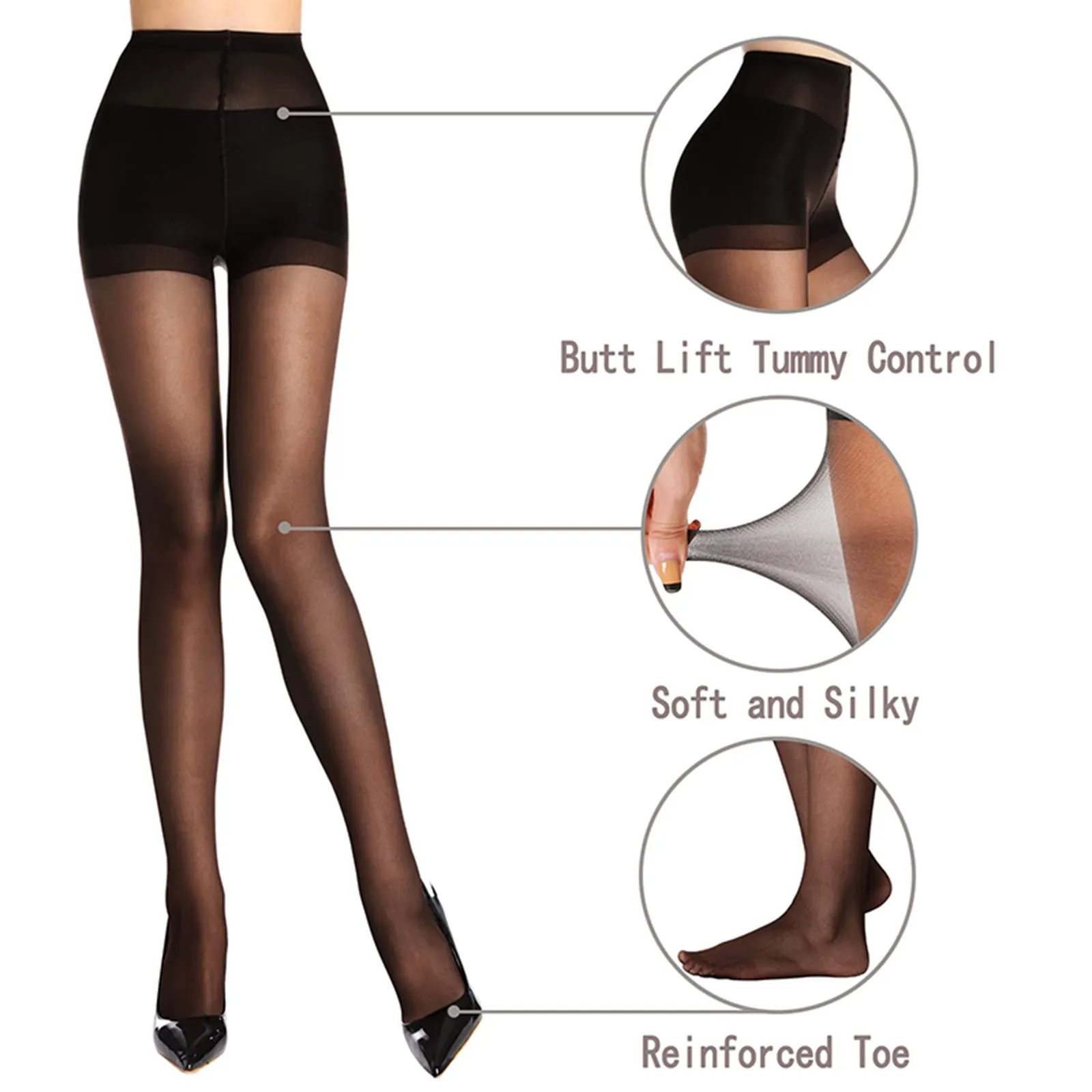 new Women's Tights With Control 2025 Top And Reinforced Toes Nylons Pantyhose Sexy stockings