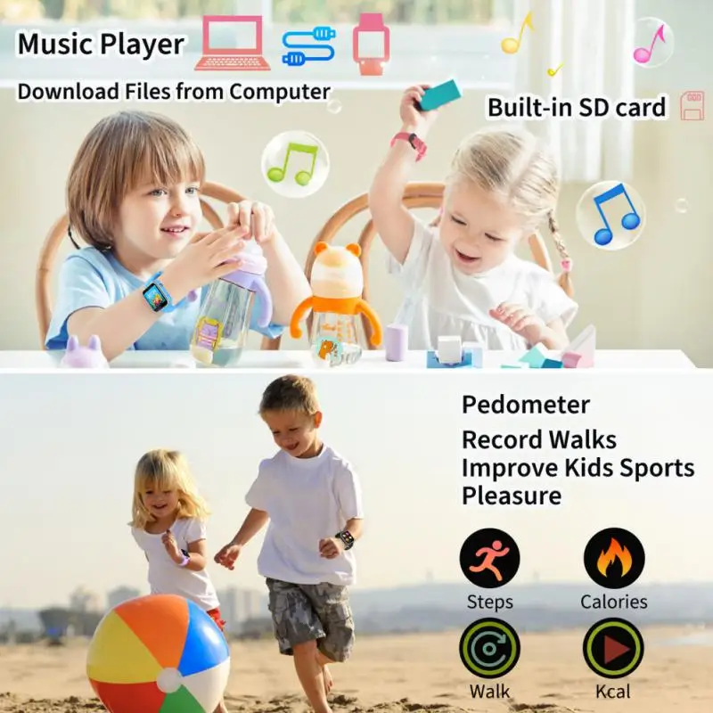 Kids Smart Watch With 24 Games Pedometer Toddler Watch With Dual Camera Electronics Educational Toys Smart Watches