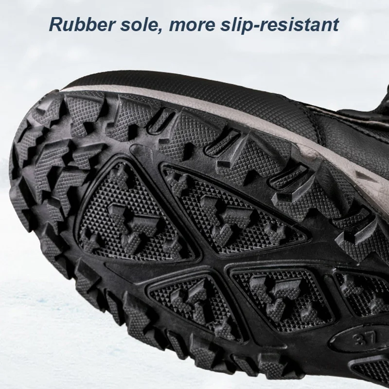 Men Boots Outdoor Snow Shoes Lightweight Hight Top Shoes Waterproof Freeze Crack Boots Plush Keep Warm Rubber Witer Male Shoes