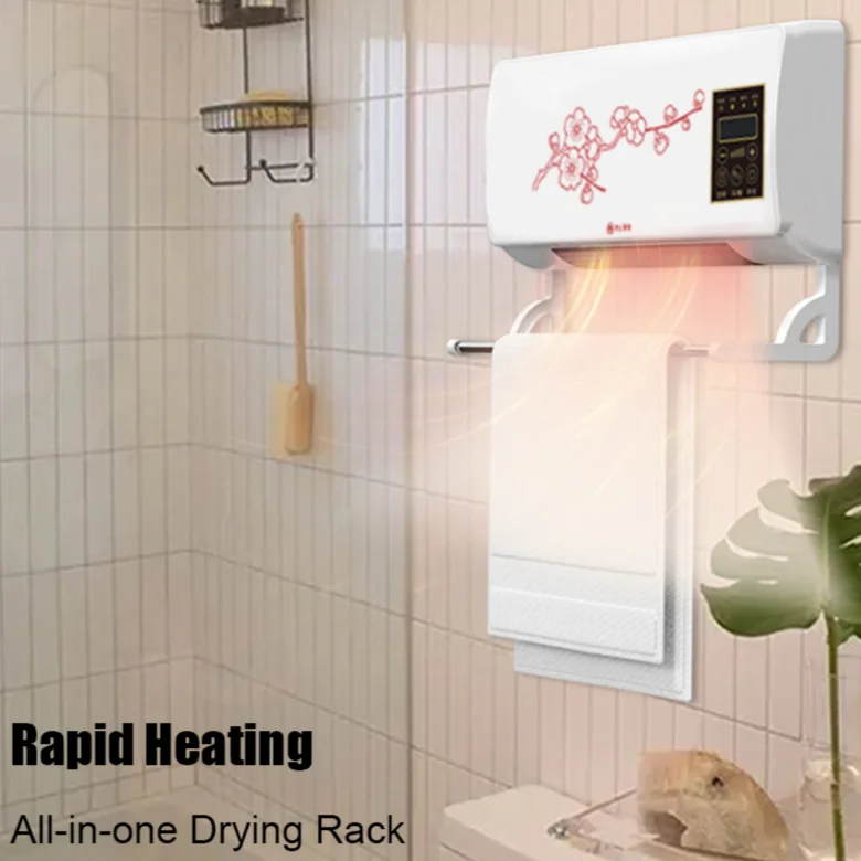 Wall-Mounted Cool/Warm Air Blower Remote Control - Silent Heater Adjustable Temp Energy Saving Low Noise No Light