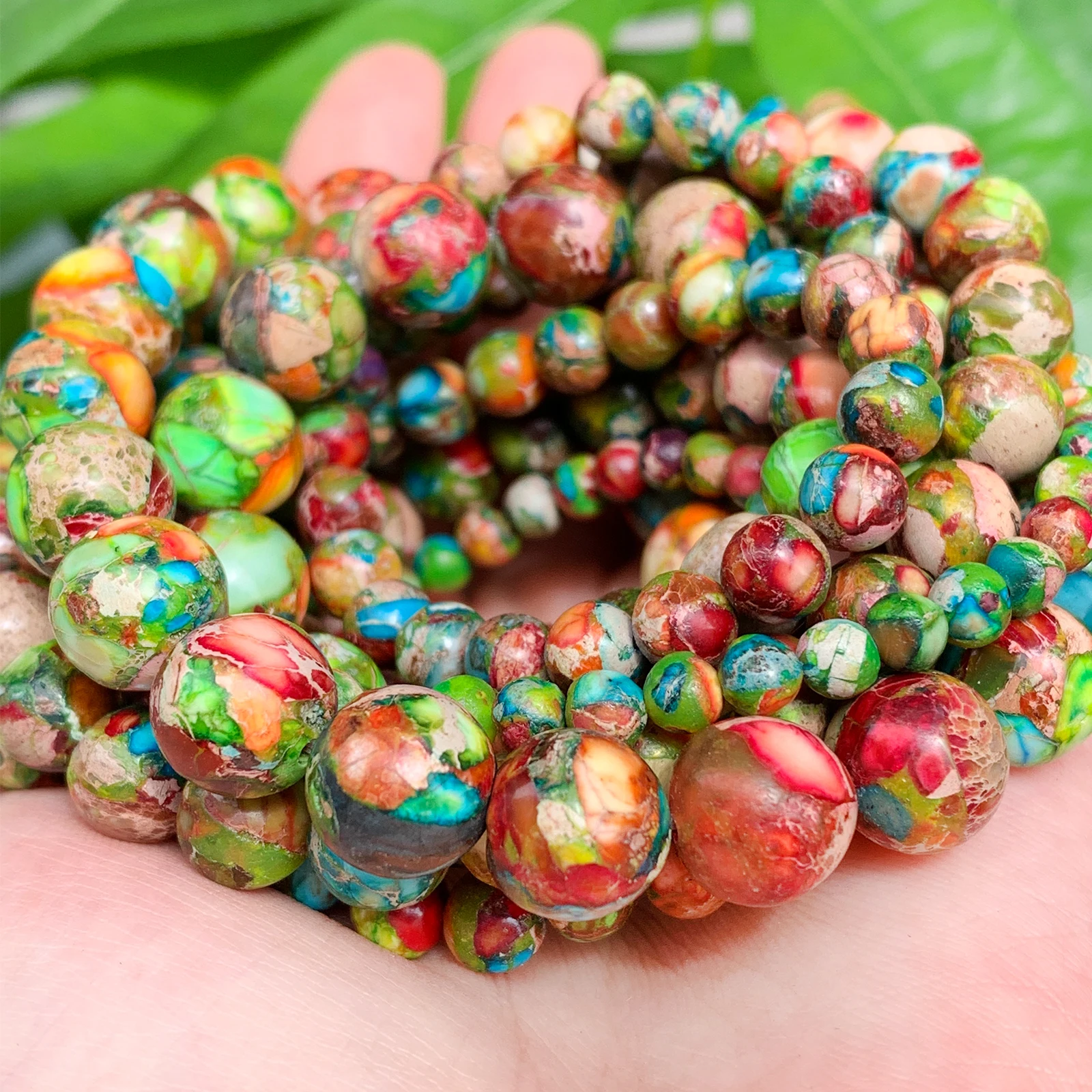 Natural Stone Beads Colorful Sediment Jaspers Green Red Turquoise Beads For Jewelry Making DIY Bracelets Accessories 4/6/8/10MM