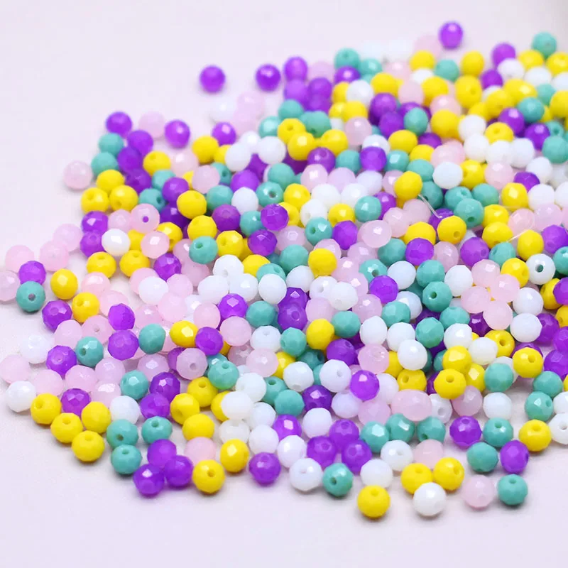 New Bright Summer Color mm pcs bag Rondelle Faceted Crystal Glass Beads Round Loose Spacer for Jewelry Making DIY