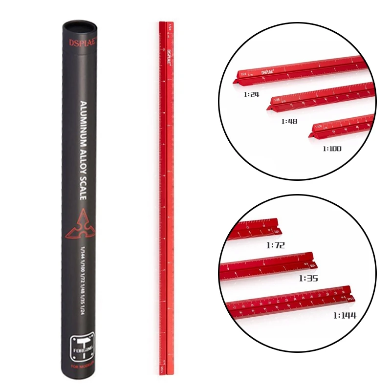 DSPIAE AT-AS Aluminum 2025 Scale Ruler Model Hobby Accessory for Detail Enhancement 1/32 1/35 1/48 1/72 new 1/100 Red