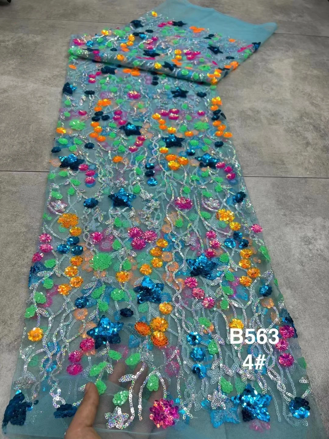 Latest African Lace Fabric High Quality 2023 Multicolor Sequins French 2025 Mesh Lace new Fabric Nigerian Lace Fabrics For Wedding Dress