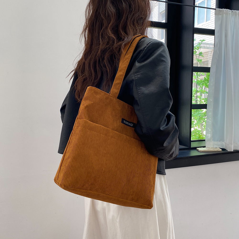 Corduroy Handbags for Women Shoulder Bags Female Soft Environmental Storage Reusable Girls Small and Large Shopper Totes Bag
