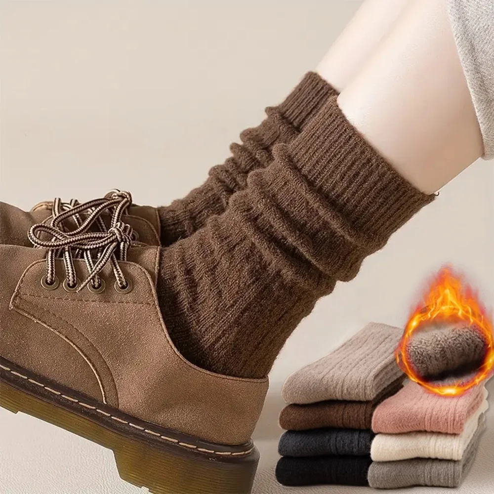 Wool Socks Women s Female Winter Warm Sock Thicker Korean Solid Sheep Knitted Against Cold Snow Thermal Long Soft Sox 5
