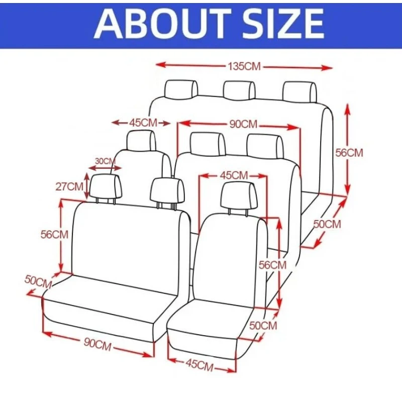 9 Seater Bus Seat Covers High Quality Dirt Resistant Car Seat Protectors Multiple Colours