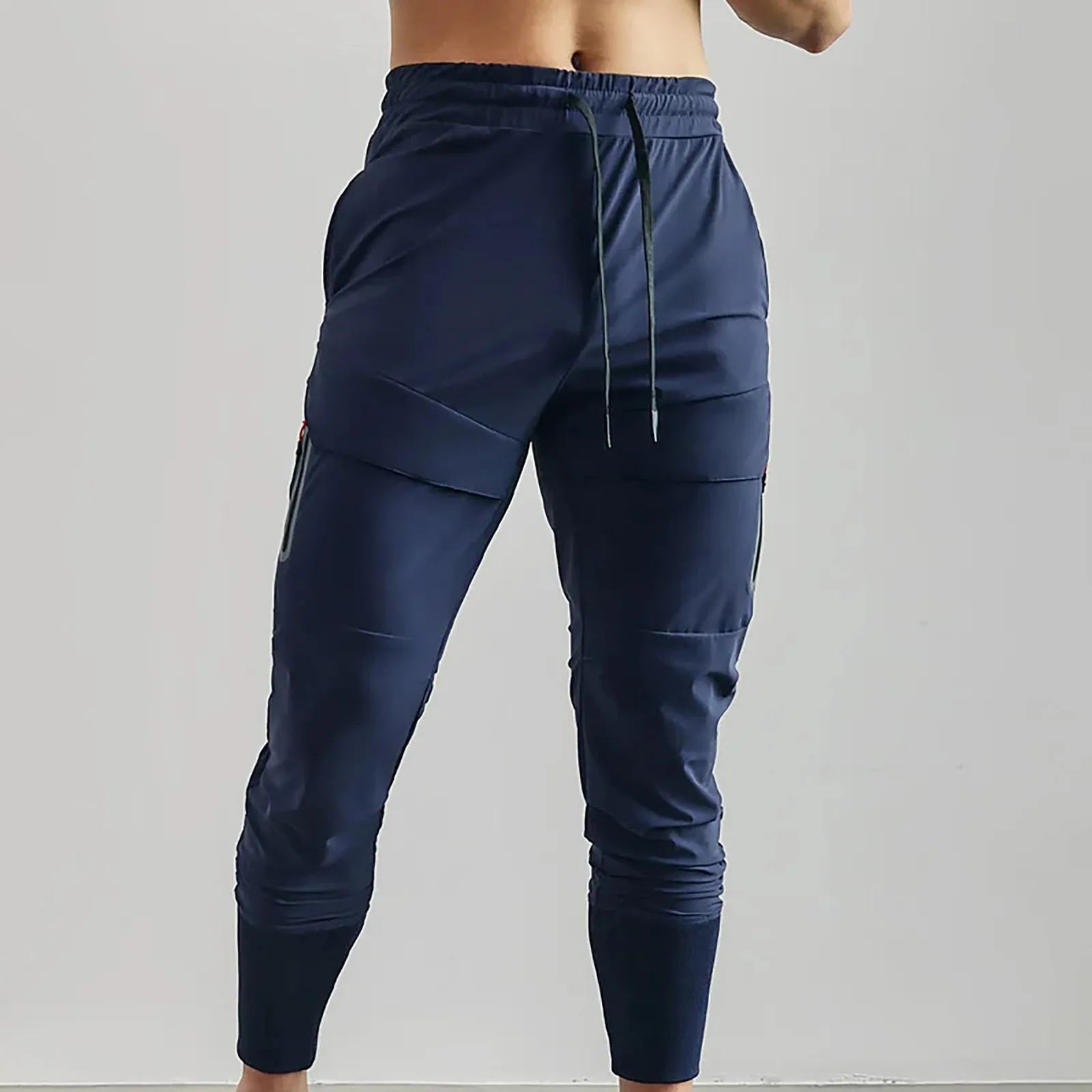 Men S Slim Casual Sports Pants Zipper Pocket Breathable