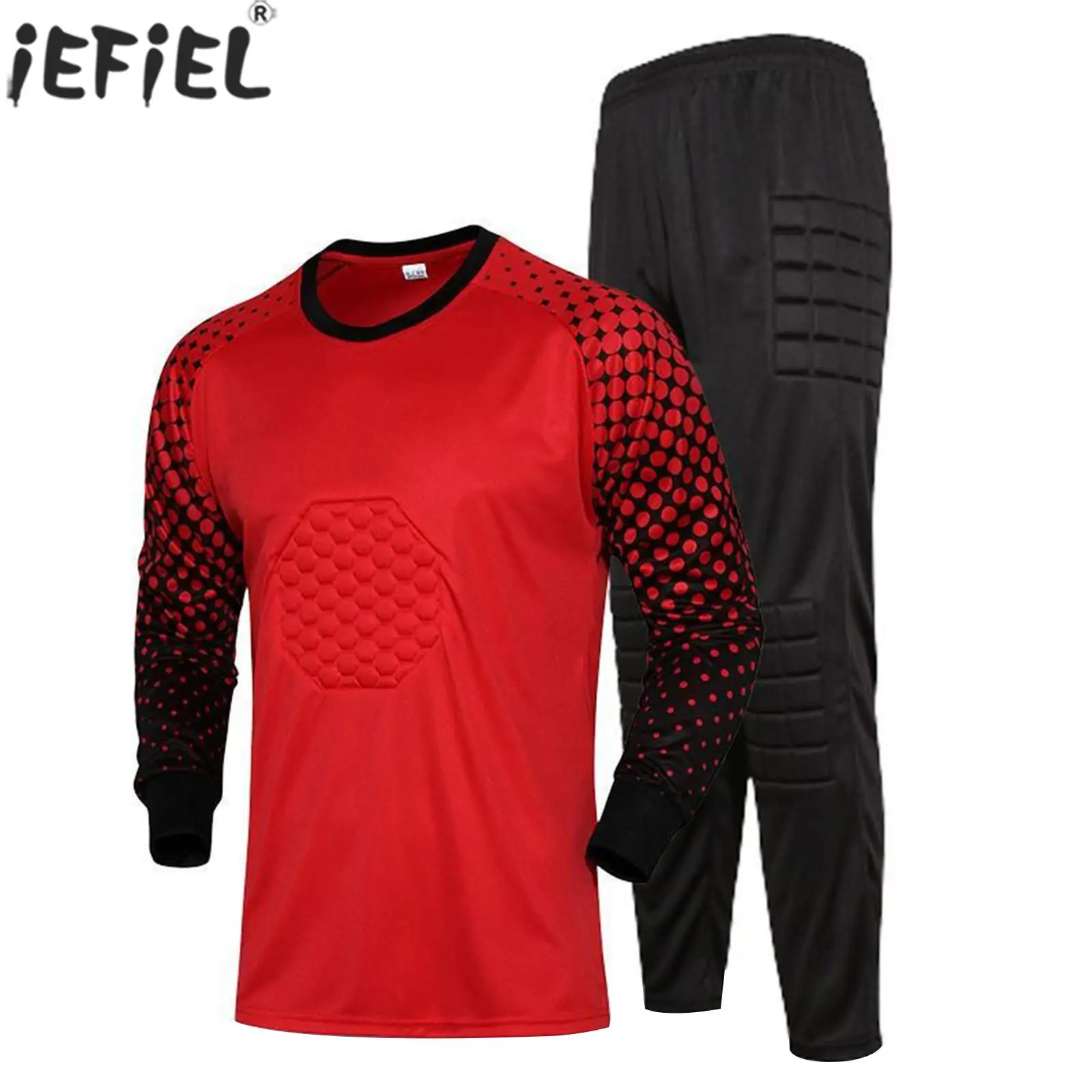 Kids Boys Soccer Goalkeeper Outfit 2025 Football Training Match Uniform Long new Sleeve Sponge Padded T-shirt with Sweatpants Sportswear