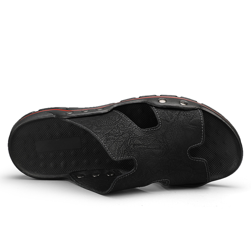 Men's Designer Shoes Slippers Leather Summer Outside Sandals Big Size 39-48 Beach Slippers Anti-slip Casual Slide Mens Shoes Big Size 38-48