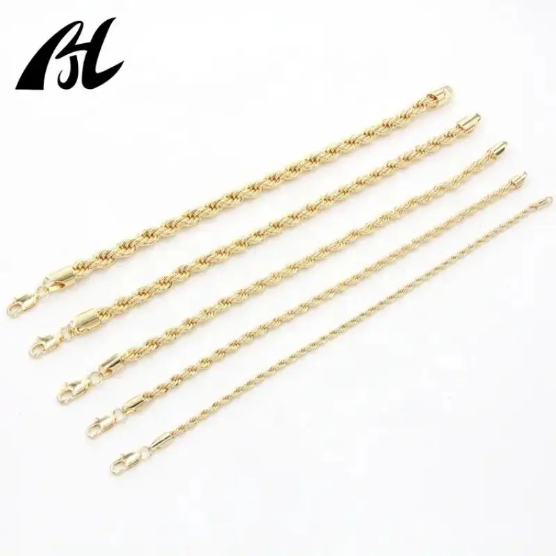 Hip hop joyeria oro laminado women mens Classic Snake Chain Bracelets thick cable rope Twist Chain