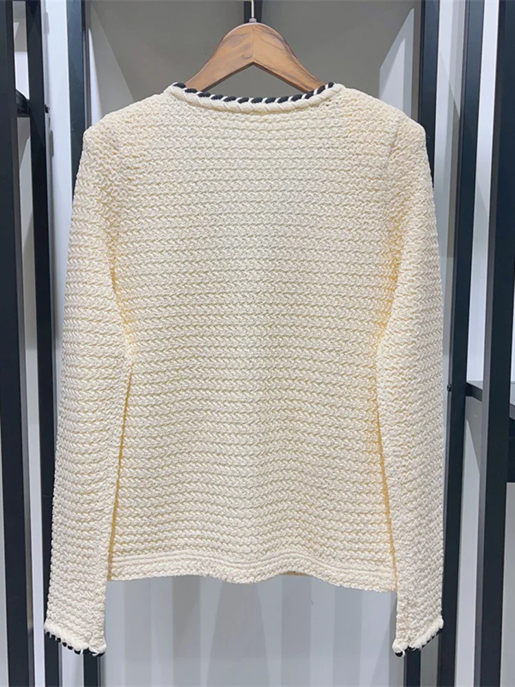 Women's Loose Knit Cardigan V-Neck Temperament 2023 Early Spring Female Long Sleeve Multiple Pockets Sweater with Pearl Buttons
