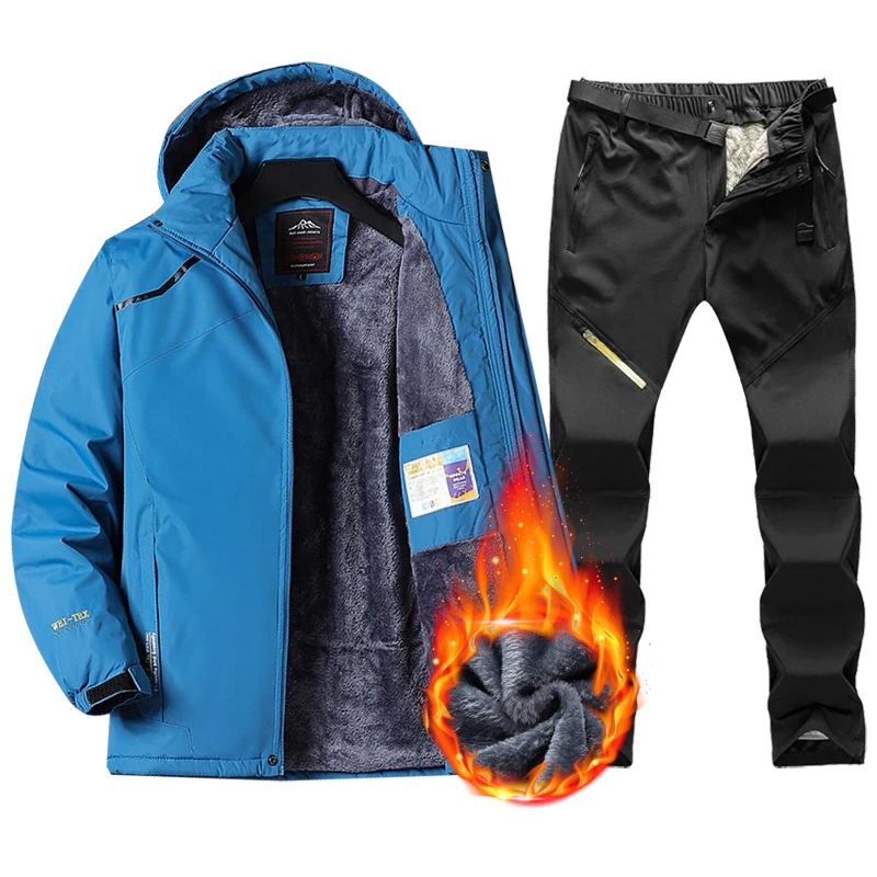 Hot Ski Suit For Men Snow Skiing and Snowboarding Sets Warm Waterproof Windproof Snowboard Fleece Jacket pants s Winter