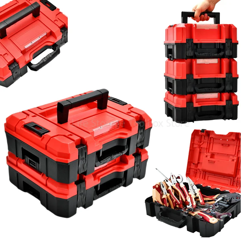 Stackable Tool Box Organizer Box Hardware Parts Storage Box Portable Composable Tool Box Hard Case Electrician Drill Toolbox