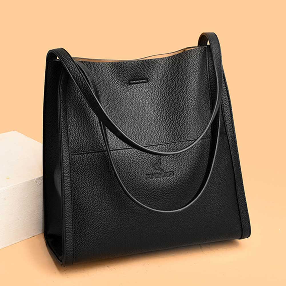 Bolso de mano de PU con cremallera para mujer, bolso informal, bolso de hombro de cuero Simple, bolso versátil, bolso de compras