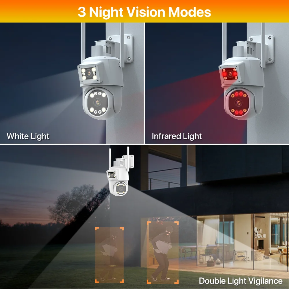IP Camera With 4G Sim Card 4K 6MP HD Wifi PTZ Camera Outdoor 10X Zoom Dual Lens Video Surveillance Security Camera Camhi Pro