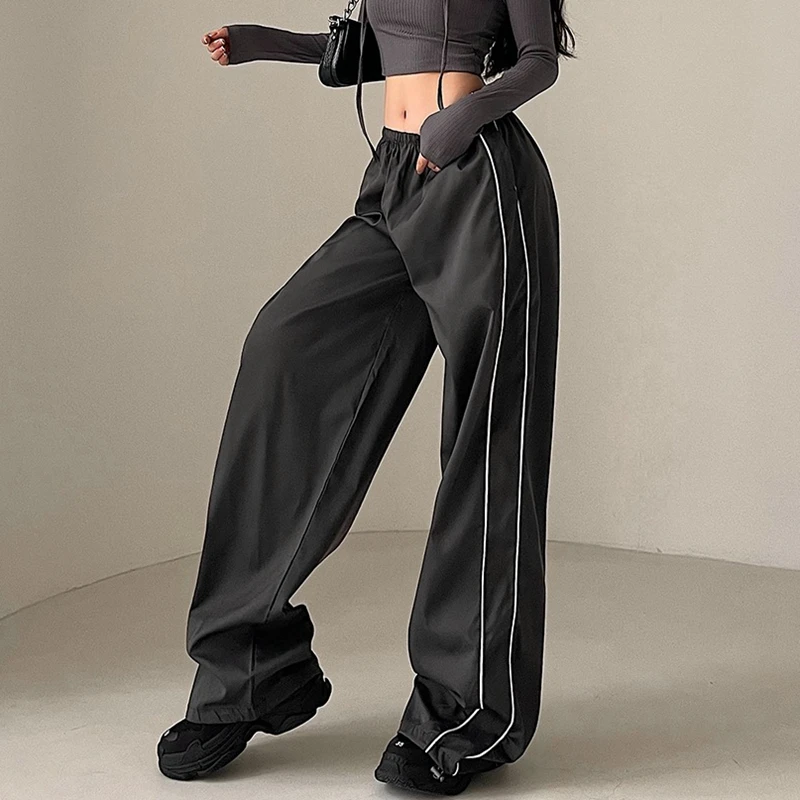Women'S Baggy Pants Solid Color Cargo Pants Low Rise Casual Track Pants Teen Girls Wide Leg Cargo Pant Streetwear Y2k
