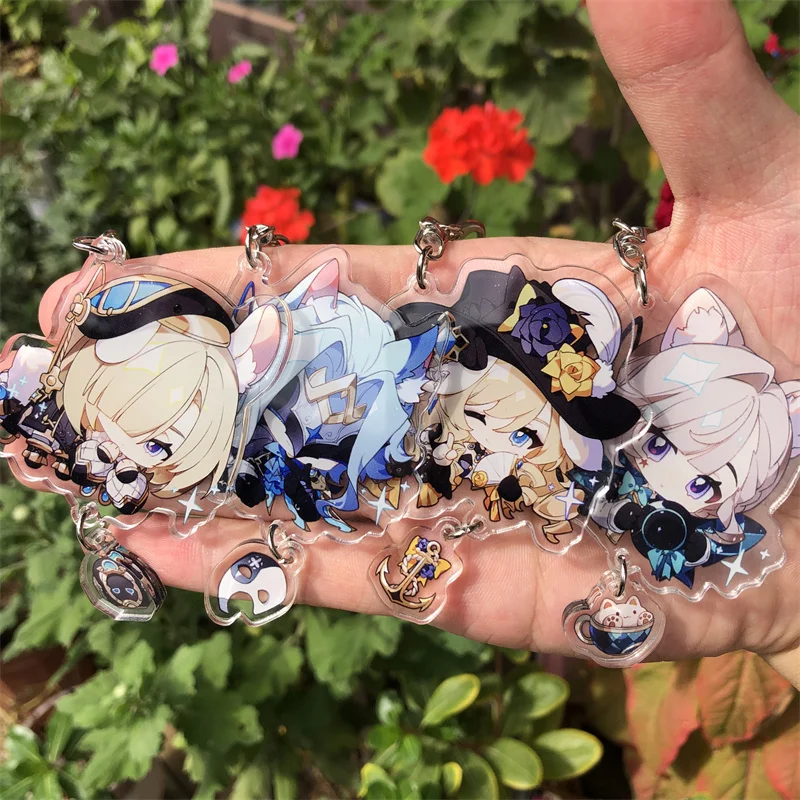 Genshin Impact Clorinde Navia Lyney Furina Wriothesley Keychain Anime Game Accessories Backpack Pendant Prop Badge