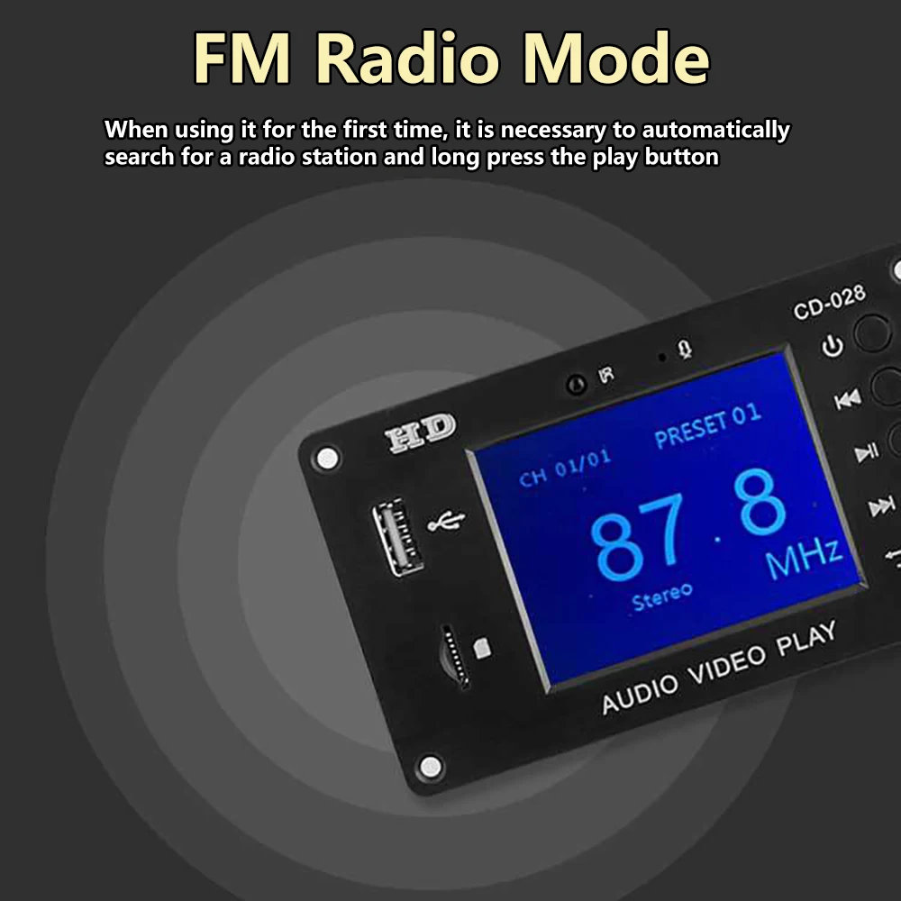 MP5 Decoder Board Bluetooth 5.0 Stereo HD Audio Video Player FLAC WAV APE Decoding FM Radio USB TF Ebook Time For Car Amplifier