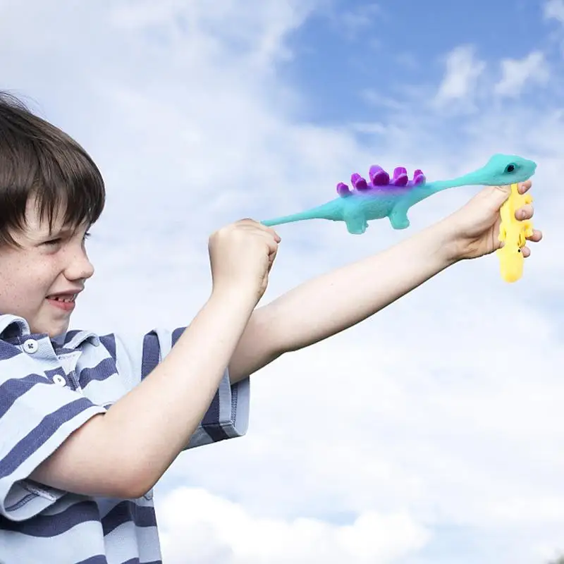 30pcs Slingshot Dinosaur Finger Toys Funny Finger Launching Dinosaur Sticky Toys Soft Rubber Animal Finger Toy For Parties Event