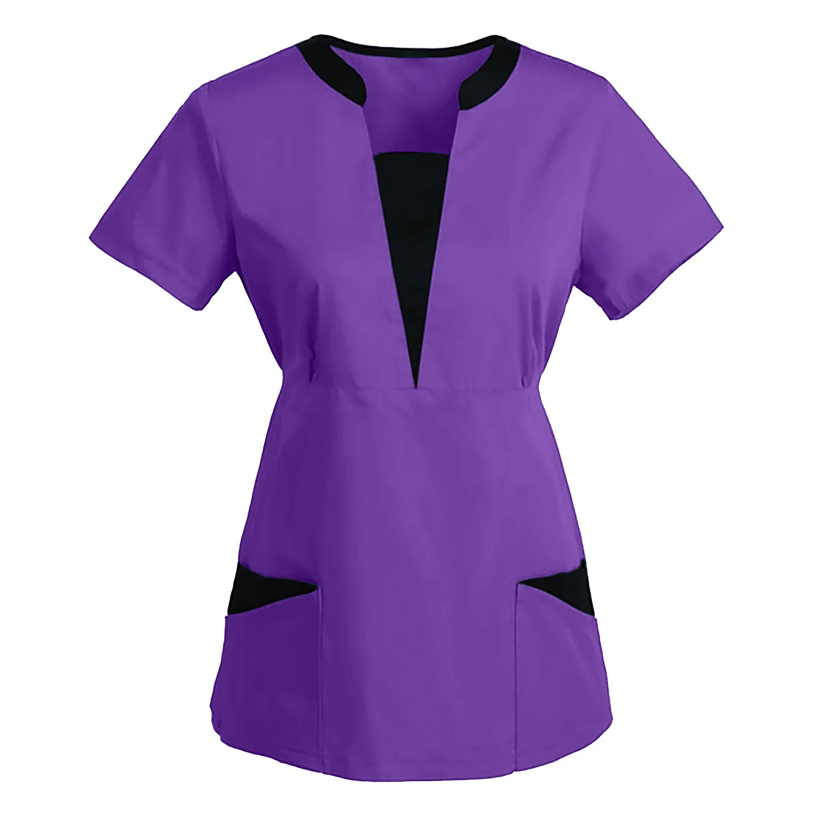 new Nursing 2025 Uniform Women Tops Short Sleeve V-neck Work Uniform Solid Patchwork Color Pockets Blouse Nurse Work Uniform Accessories