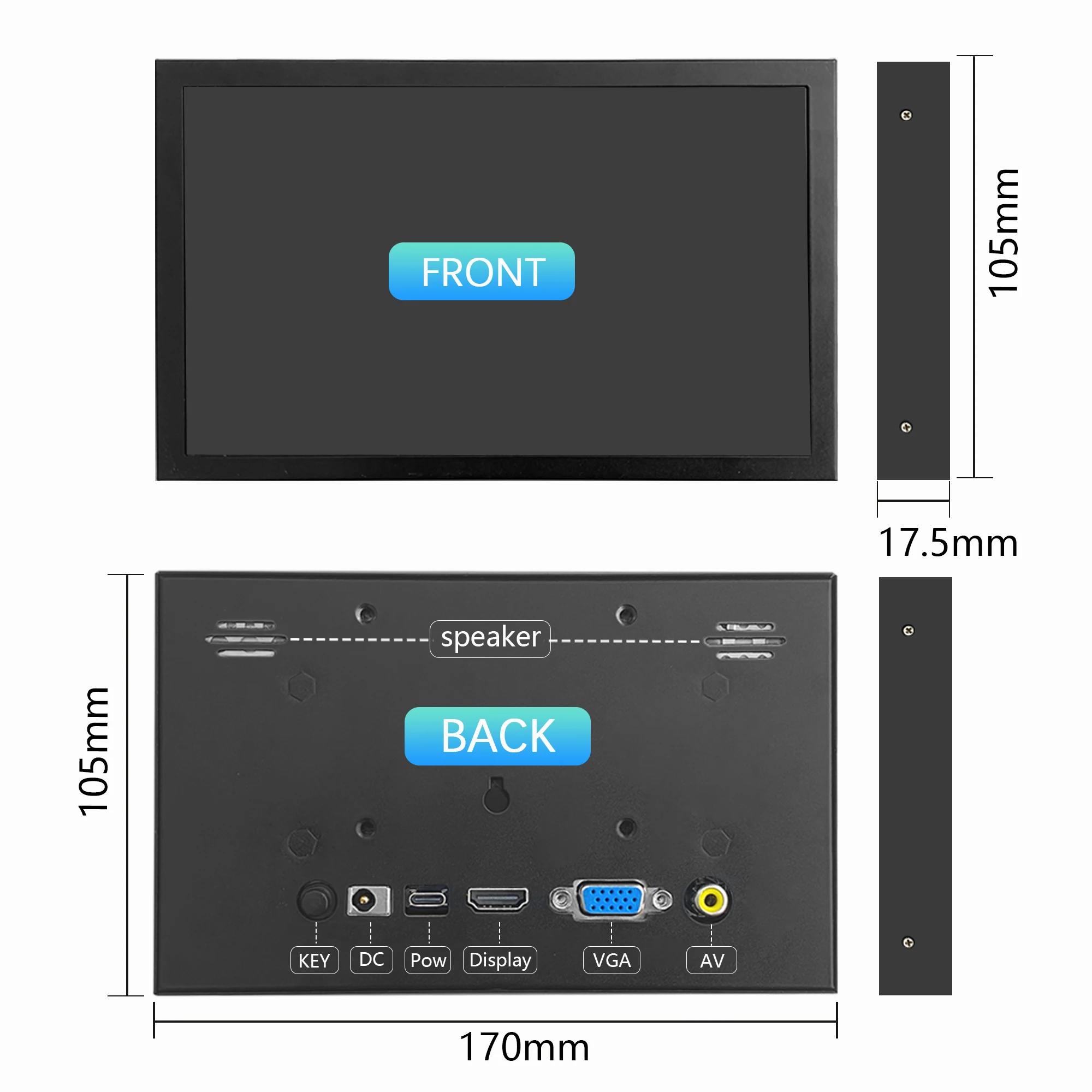 AV/DC/HD/VGA Multi interface display 7inch pc second screen raspberry pi display for PI3 pi4 AIDA64 Switch