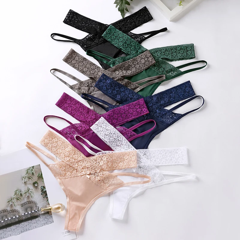 BANNIROU Pcs Sexy Underwear Women Panties With Lace Thongs Female T back G string Underpants Ladies Intimates