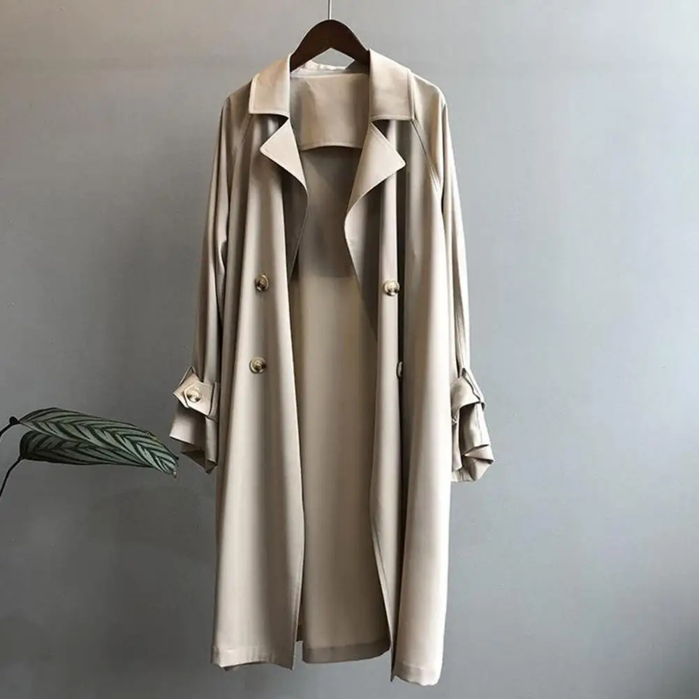 Thin Chic Sleeve Belt Elegant Autumn 2025 Coat Western Style Lady Jacket Midi Length new for Office