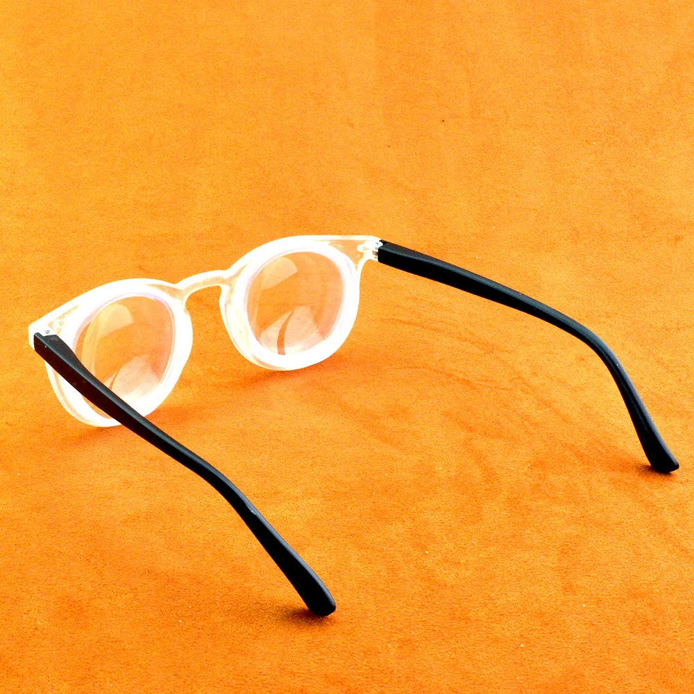 White Transparent Round Alloy Temple High Myopia Myopic Myodisc Goc Glasses -11D -12D -13D To -20d