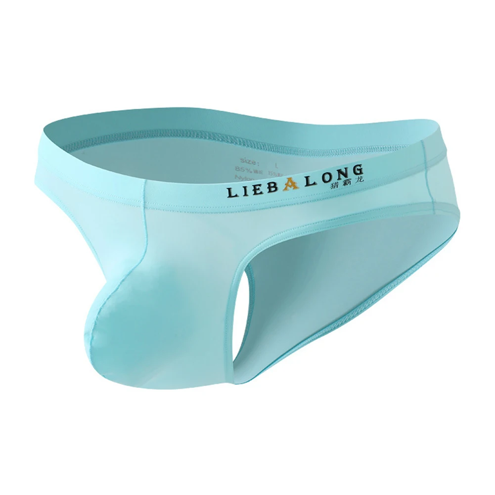 Underwear Men Low Waist Ice Silk Briefs Ultrathin Bikini Thongs Panties Calzoncillos Hombre U Convex Pouch Lingerie Underpants