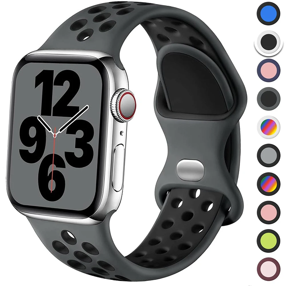 Strap For Apple Watch Band 49mm 44mm 45mm 42mm 41mm 38mm 40mm correa Silicone sports bracelet iwatch 8 SE 7 6 5 Ultra 49mm