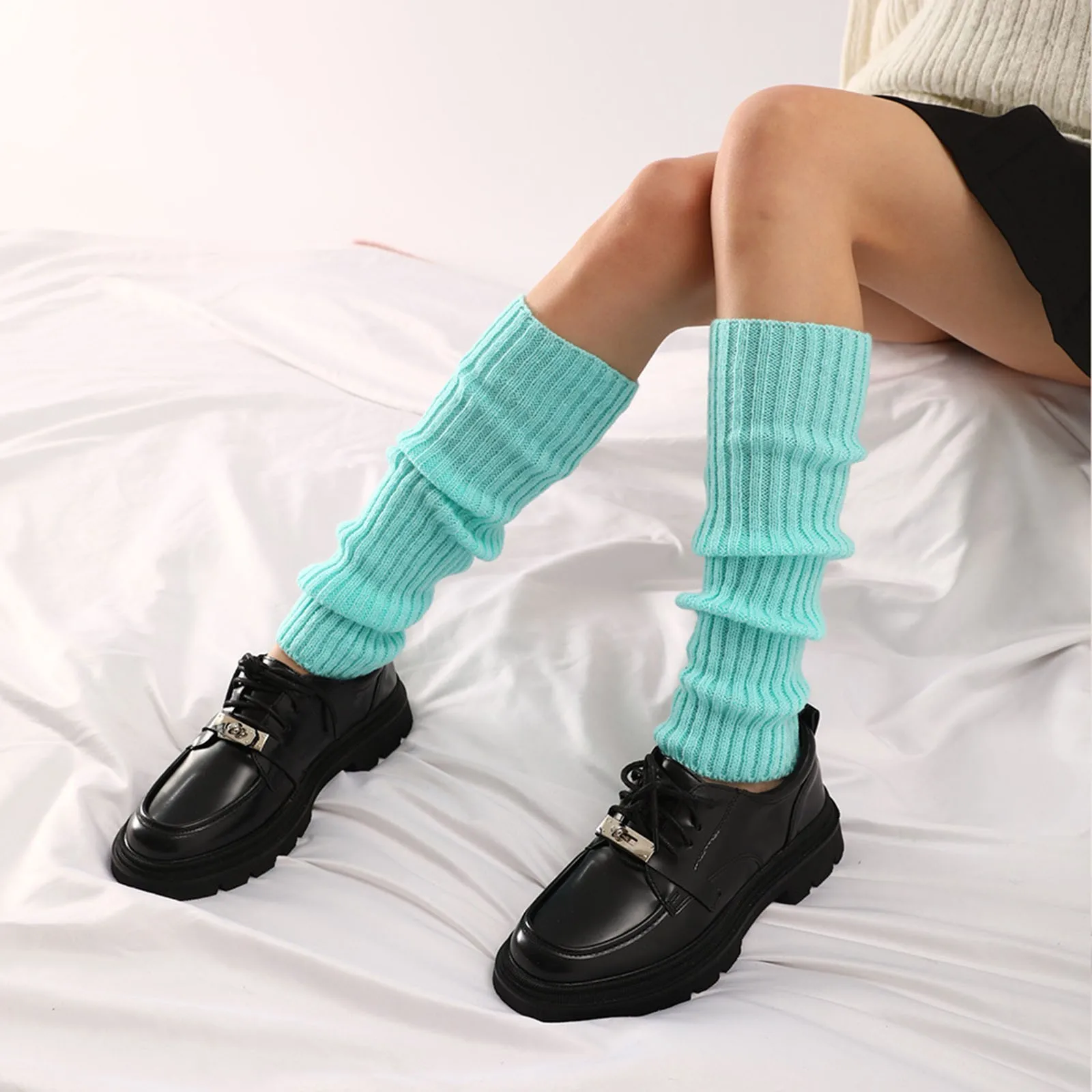 Winter Warm 2025 Knit Long Socks Leg Warmers Gothic new Punk Women Leg Warmer Boots Cuffs Lolita Solid Knitted Lady Sock Foot Cover