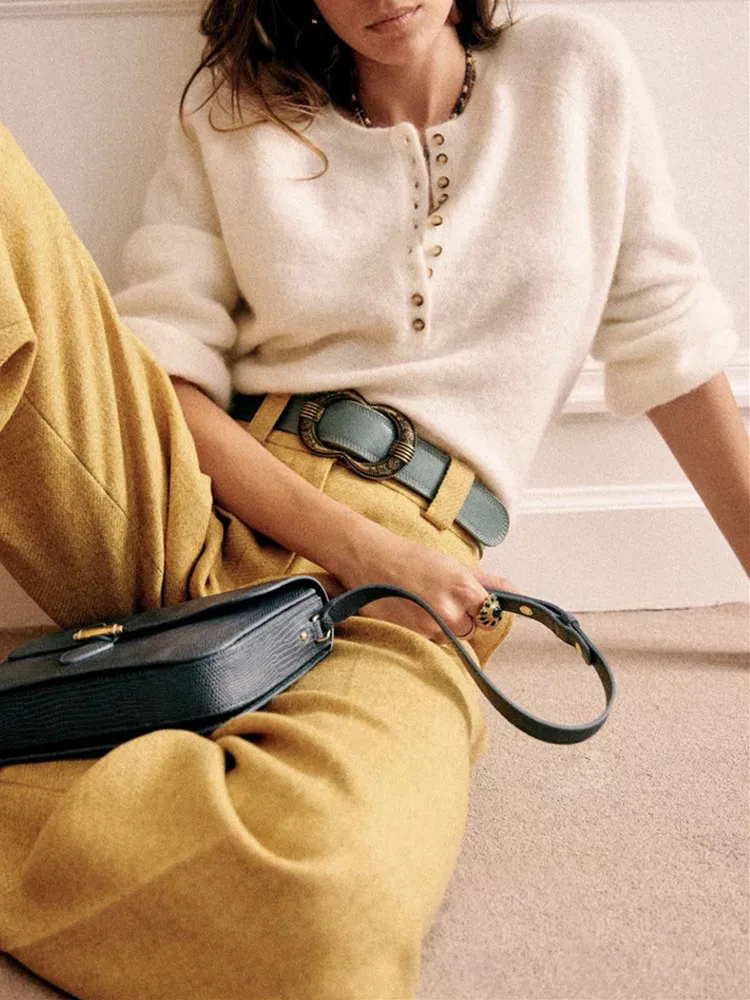 Colors Sweater 5 Women Half Open Collar Long Sleeve Casual 2024 Spring ddmysmile Female Jumper With Buttons Smile