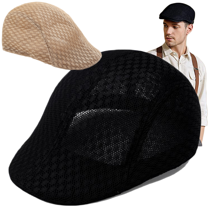 Breathable Mesh Hollow new Berets Hat 2025 For Men Convenient Spring Summer Beret Quick-drying Cap Retro Sun Hats Painter Caps