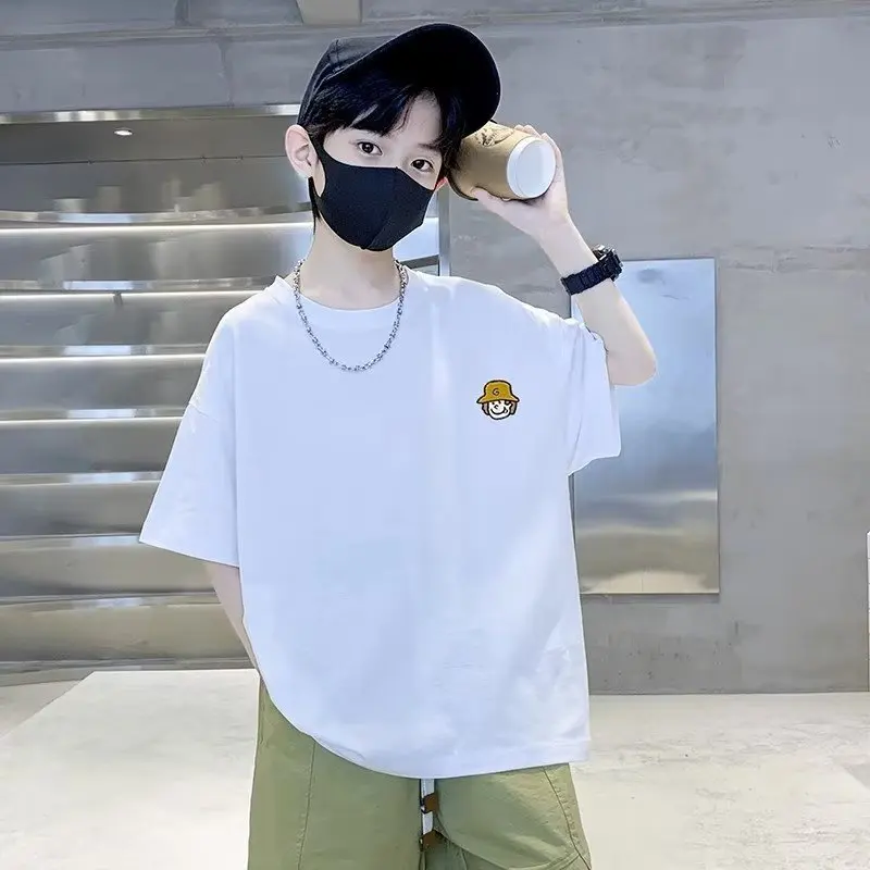 Children's Clothing, Boys' Short Sleeved T-shirt, Summer Children's Top, Big Boys' Summer Pure Cotton, Summer Trend T