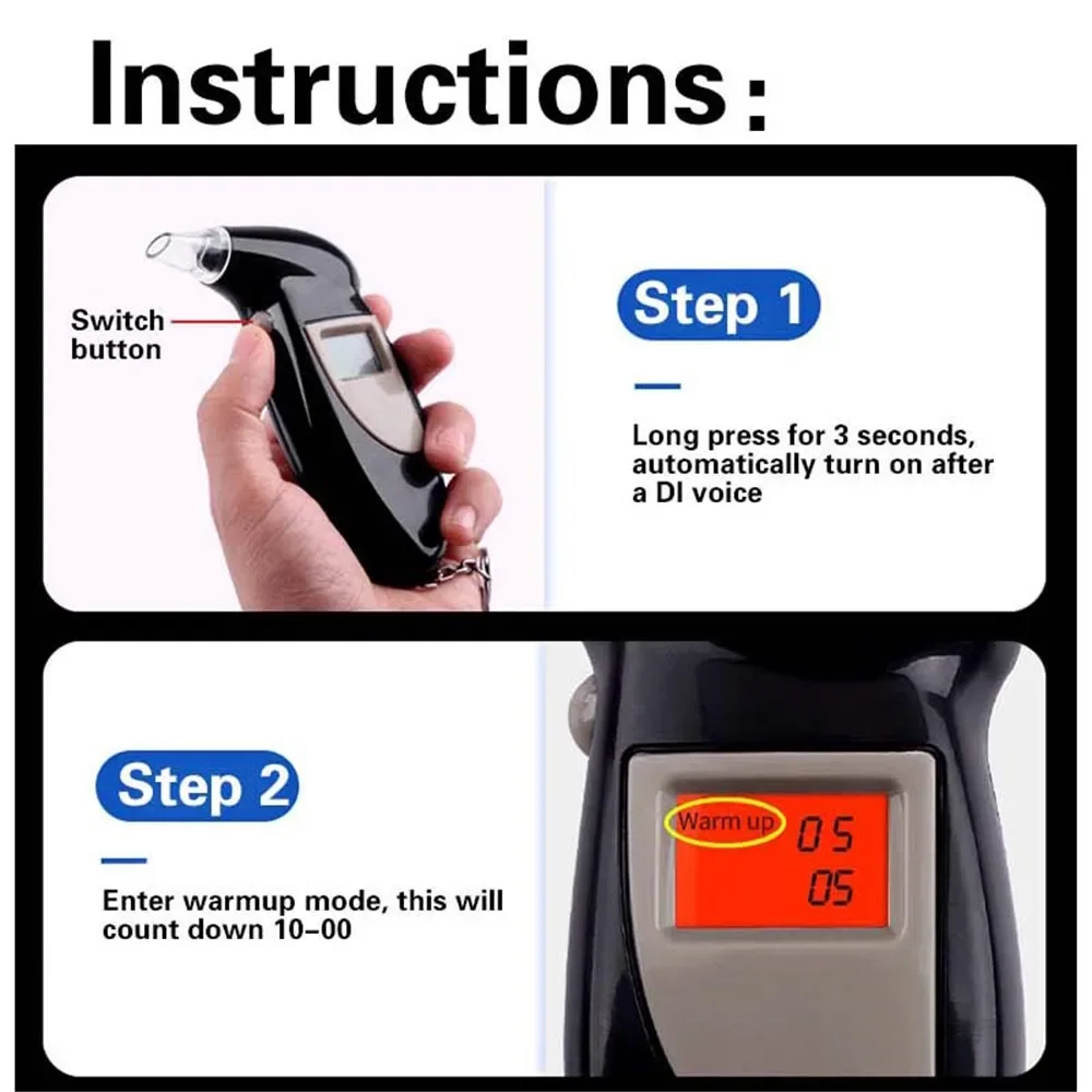 LED Display Automatic Alcohol Tester Backlight Light Professional Digital Breath Alcohol Tester Breathalyzer Alcohol Test Tools