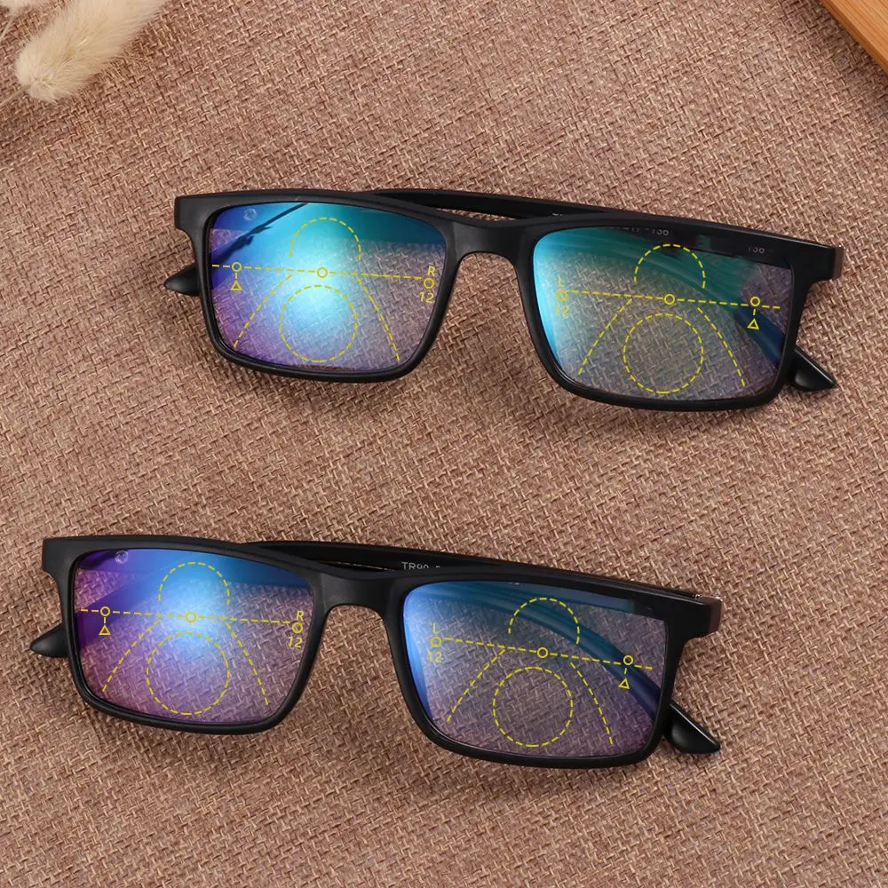 Stylish Progressive Multifocal Reading Glasses Women Men Anti Blue Light Presbyopia TR90 Frame Eyeglasses Degree+1.00~+4.00