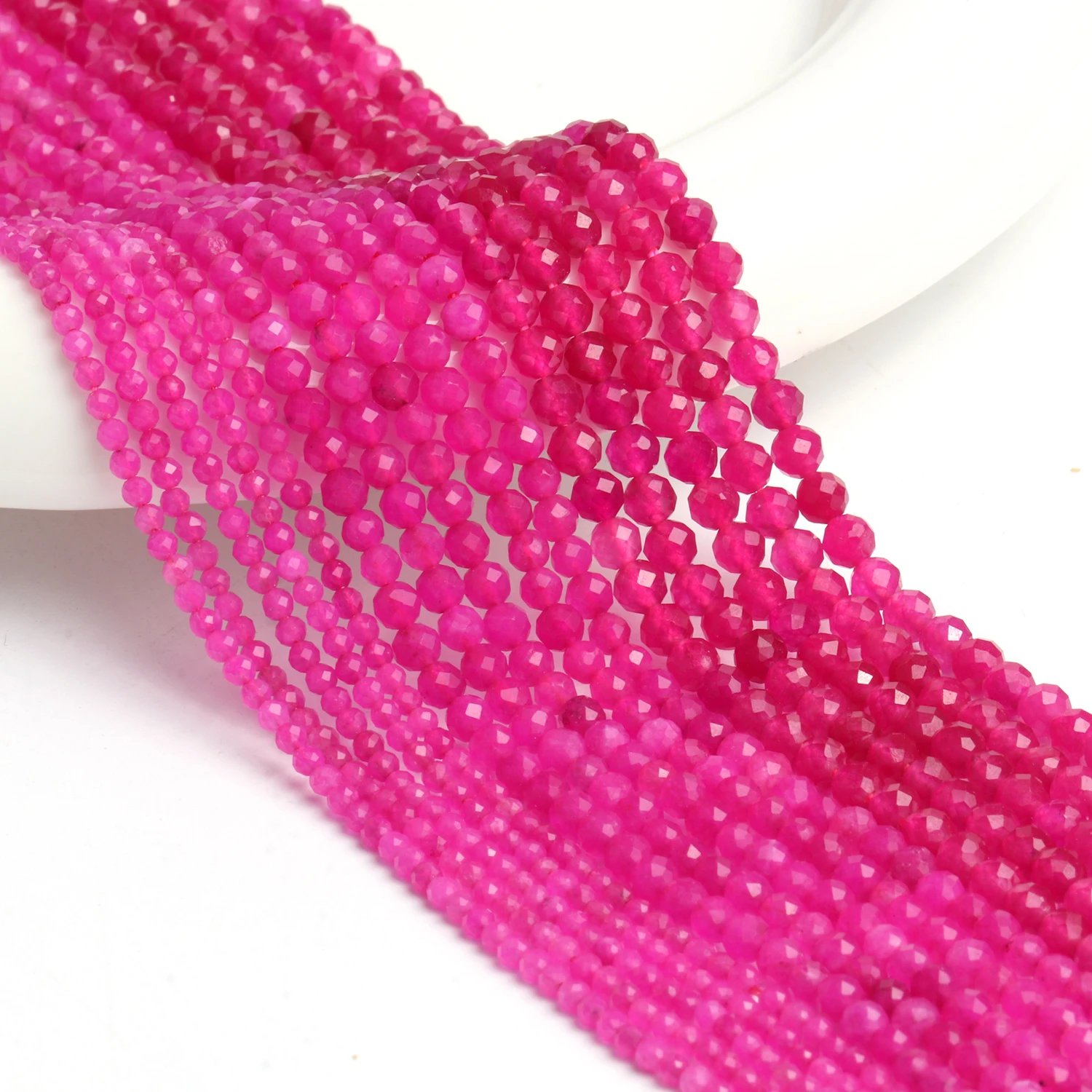 Natural Faceted Beads Fuchsia Quartz Crystal new Tiny 2025 Loose Stone Beads for Jewelry Making DIY Bracelet Necklace 15inch 2/3/4mm
