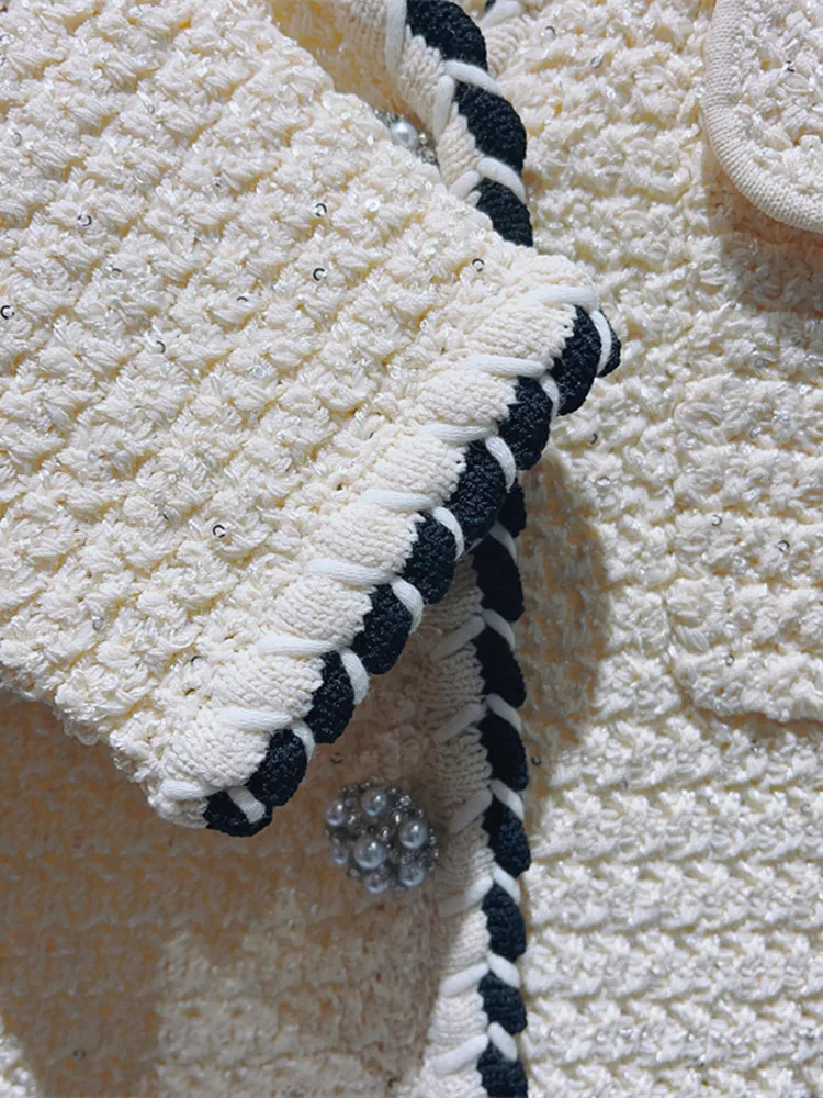 Women's Loose Knit Cardigan V-Neck Temperament 2023 Early Spring Female Long Sleeve Multiple Pockets Sweater with Pearl Buttons