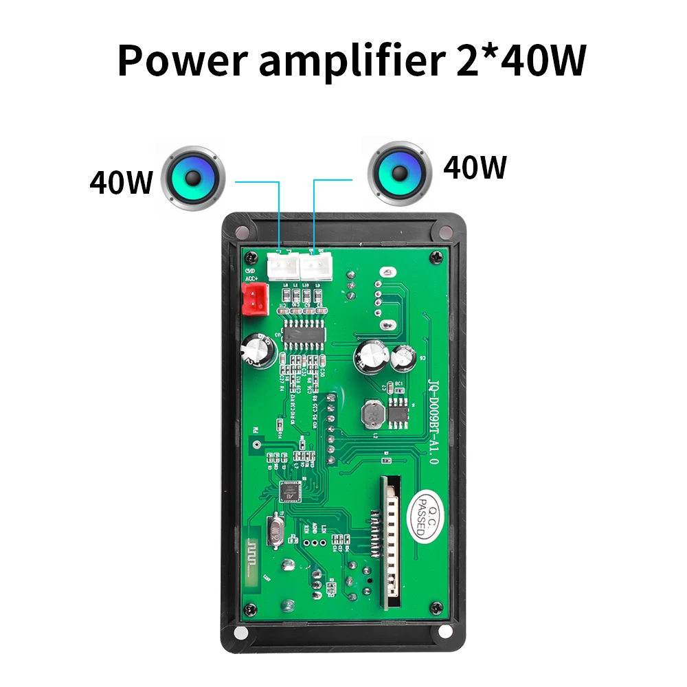 2x40W Amplifier 5V-26V MP3 Player Bluetooth 5.0 Decoder Board Car FM Radio Module Support TF USB AUX 3.5 WAV Call Recording