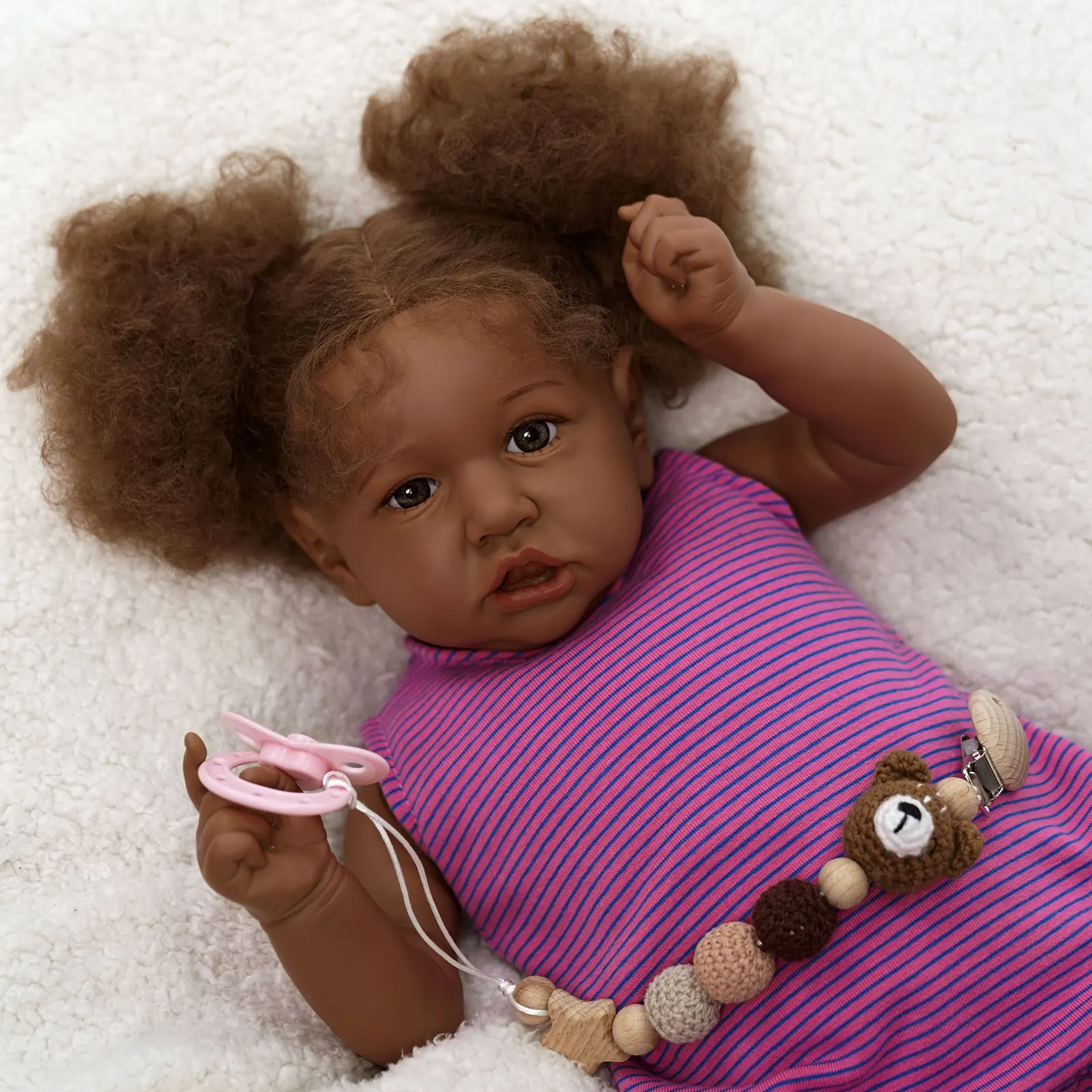 ADFO Black Bebe Reborn 20'' Inch 50cm Saskia Doll Skin Babies Toys Realistic Baby Alive Lifelike Newborn Dolls Real Doll Kids