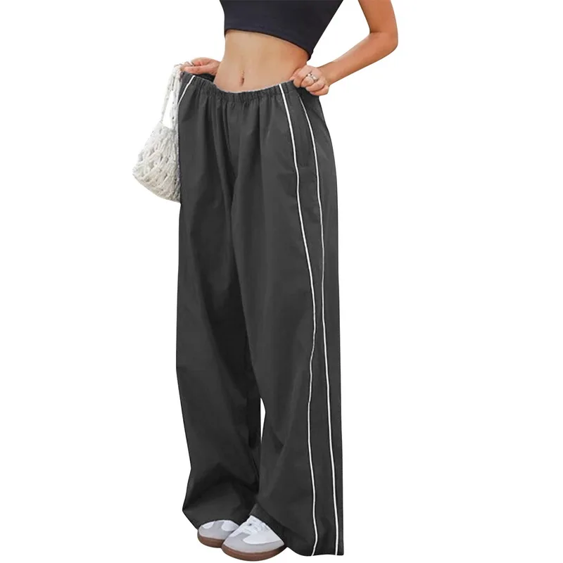 Y2k Women Drawstring Jogger Pants Streetwear Korean Haruku Parachute Pants new 2025 Men Sports Sweatpants Wide Leg Trousers Clothes