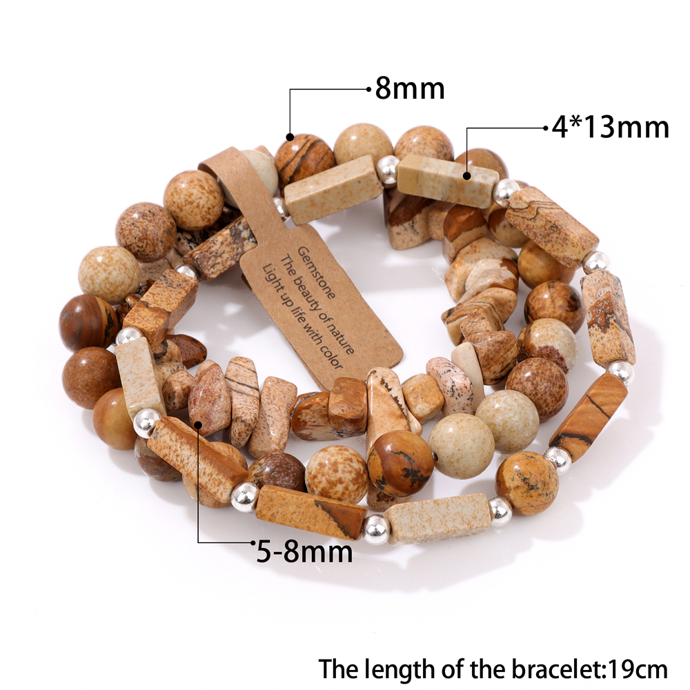 Bracelets White Opal Stone Natural Stone Gravel Stone Square Round Shape Beaded Bracelets Women Vintage Energy Healing Jewelry smile