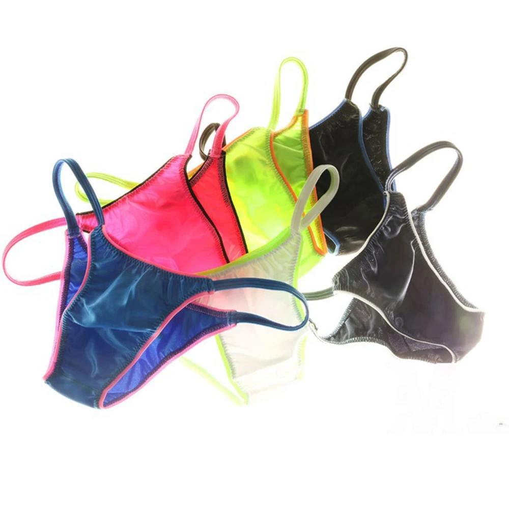 Ice Silk Elasticity Micro Lingerie Men Close-Fitting String Thong Underwear T-Back Underpants Jock Strap Panties Soft Seamless