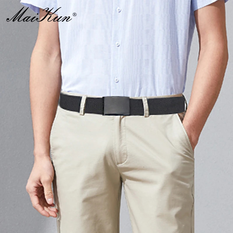 MaiKun Belt Canvas Men's Belts Metal Slider Buckle Belts For Men Male Military Tactical Strap for Pants Jeans 240315