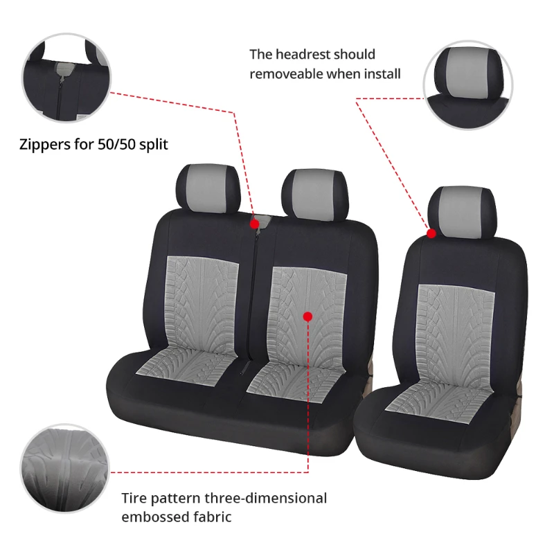 High Material Cover 1 + 2 Multicolor Car Seat Covers Polyester Fiber Tire For For Mercedes Vito W639 For Ford Transit