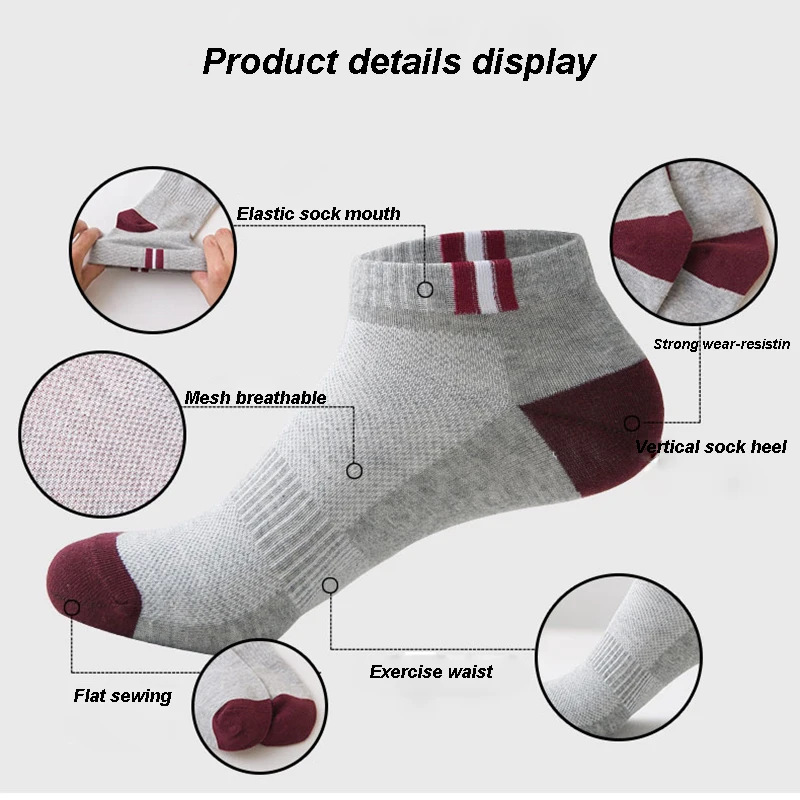 10 Pairs New Spring Summer 2025 Cotton Socks Boat Mesh Breathable new Men's Short Ankle Socks High Quality Casual Sports Male Sokken Gift