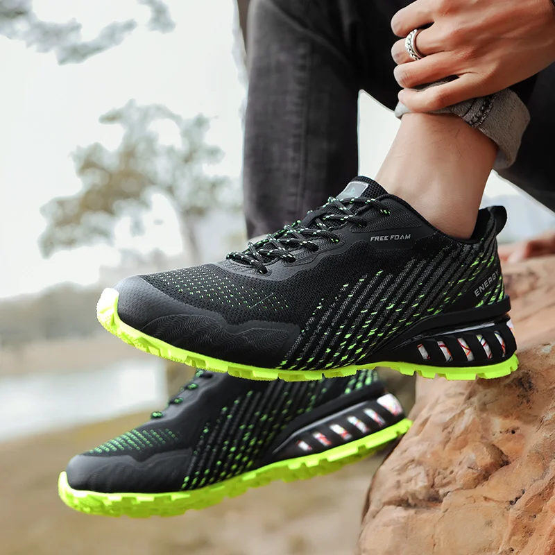 HIKEUP Men's hiking shoes Spring and Autumn track shoes Cross-country running shoes Outdoor sport Mountaineering shoes MD+rubber