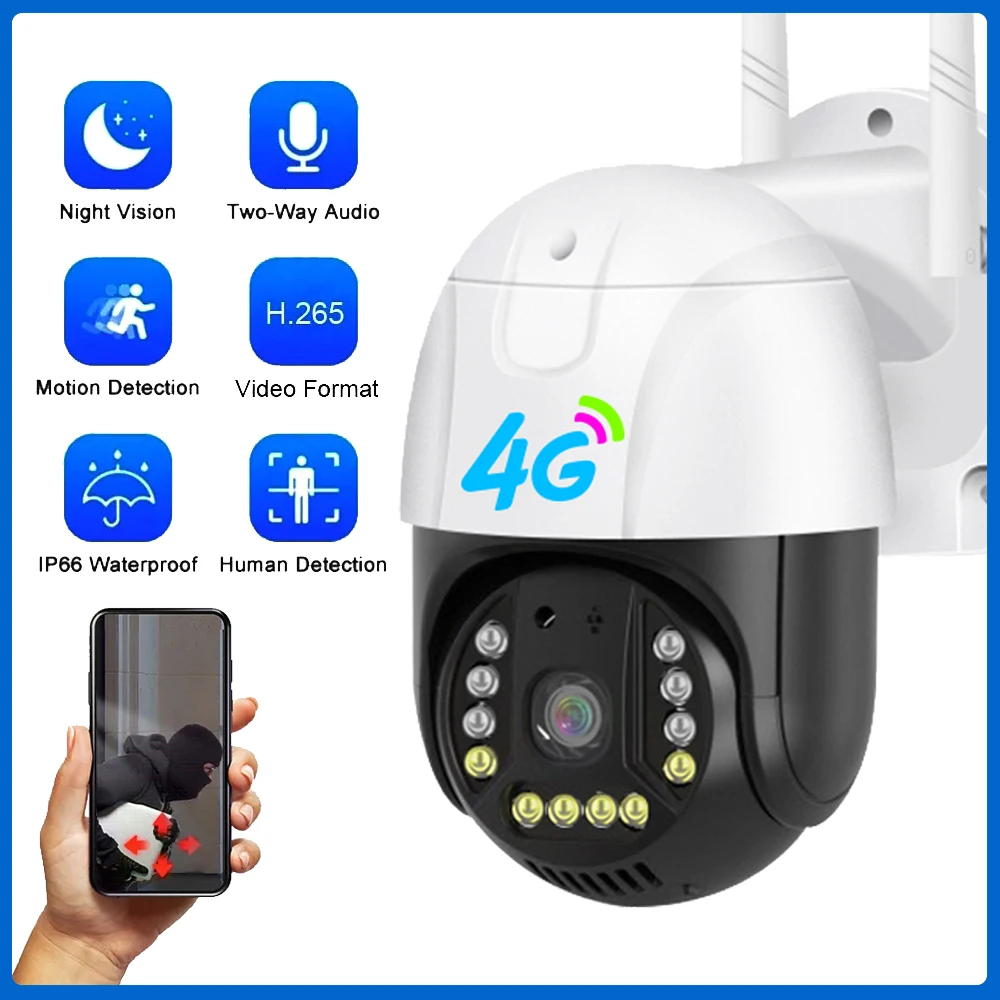 4G Sim Card Camera Outdoor Factory OEM 5MP Starlight V380 Pro Monitor Camera 4G Sim Card LTE Security CCTV 4G CCTV PTZ IP Camera